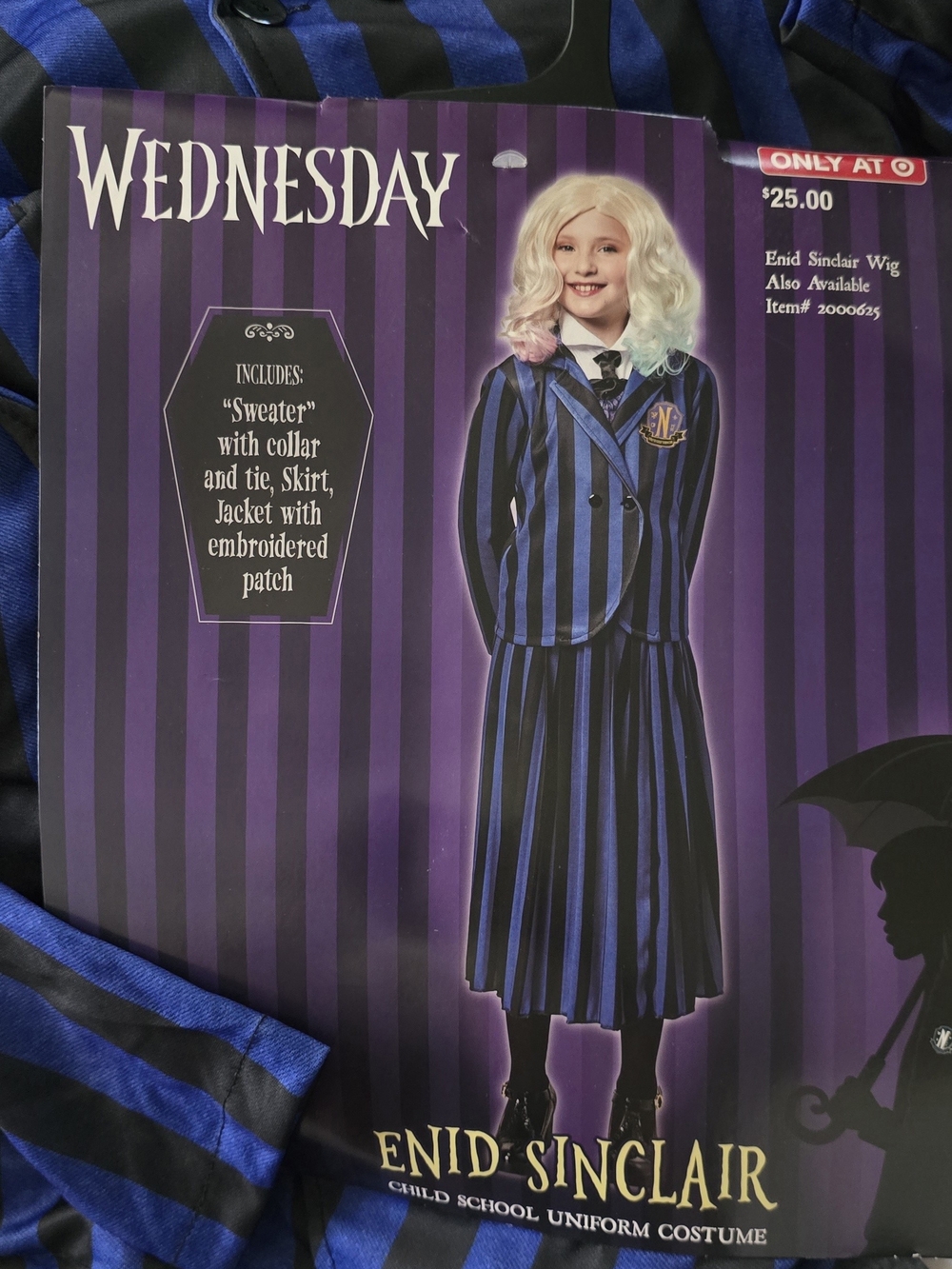 Enid Sinclair Blue & Black Striped Kids Costume Size LARGE